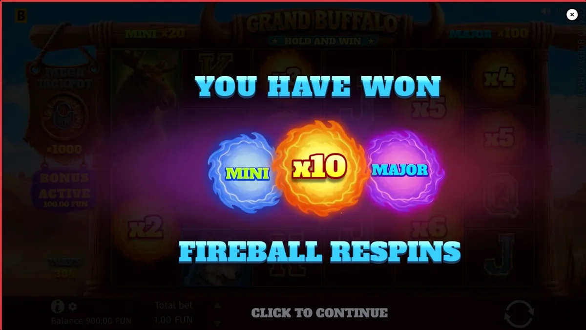 Cenário de deserto e búfalos no jogo Grand Buffalo Hold and Win