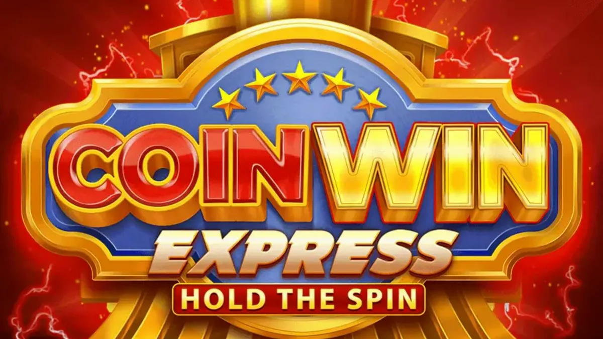 Locomotiva dourada e símbolos de frutas em um cenário de luxo no slot Coin Win Express